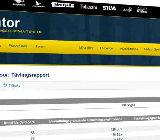 20230127 Eventor Skärmdump Tävlingsrapport Arravgift