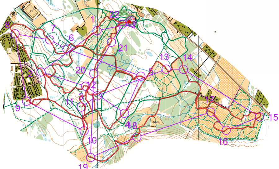 Jonatan Ståhls vägval på lördagens sprint.