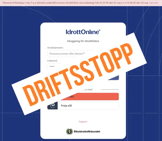 230419 Skärmbild Idrottonline Inloggning