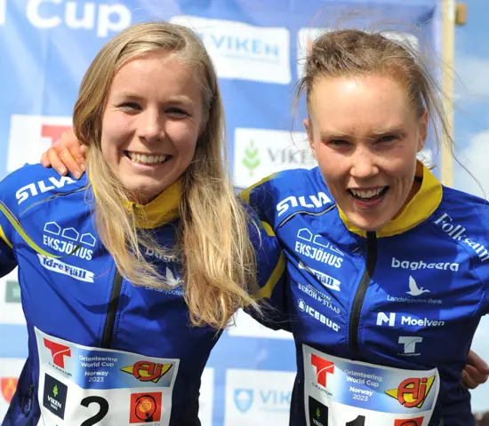 Sara Hagström och Tove Alexandersson från svenska orienteringslandslaget 