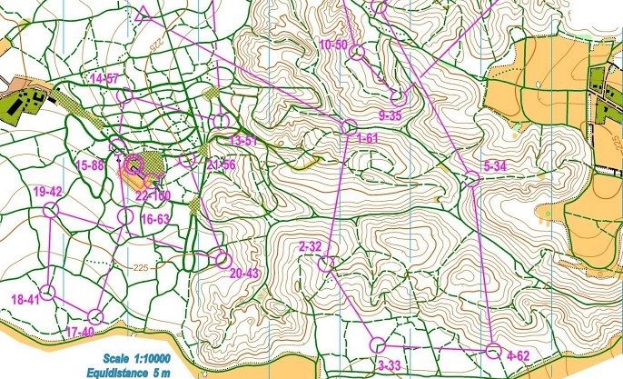 A ski orienteering map.