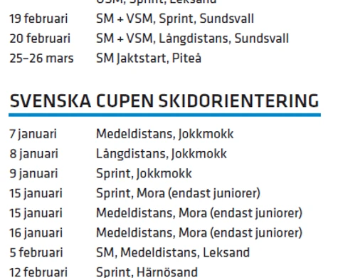 Tävlingsprogrammet för SM och Svenska cupen SkidO klart!