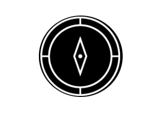 Black-and-white illustration of a compass