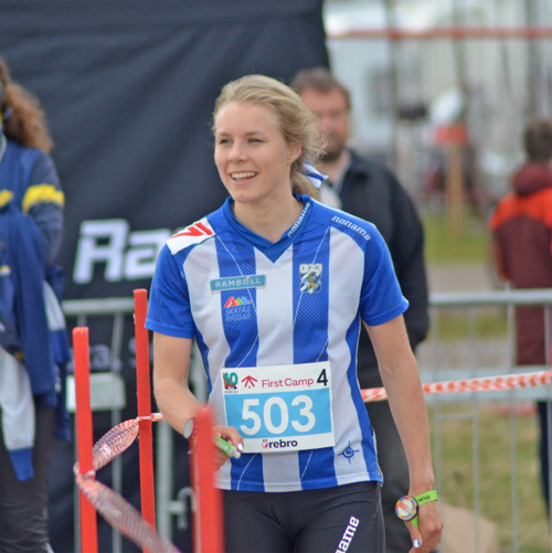 Sara Hagström med ett leende på läpparna.