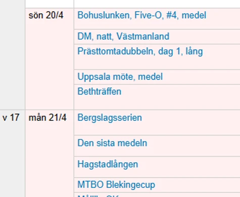 Tävlingskalendern natt-DM 2025