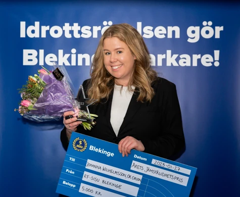 Johanna Wilhelmsson, OK Orion, vann Årets Jämställdhetspris från RF-SISU Blekinge.