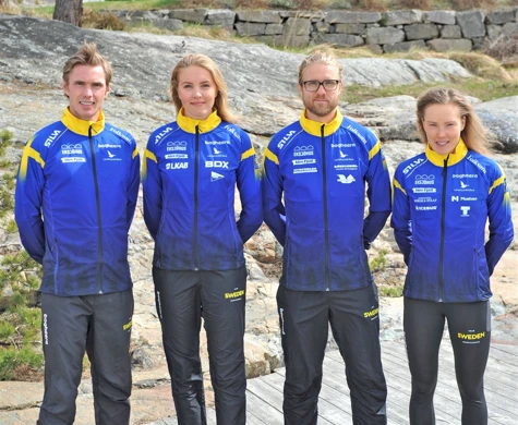 Från vänster: Martin Regborn, Hanna Lundberg, Gustav Bergman och Tove Alexandersson som springer samtliga distanser på världscupen i Tjeckien i början på augusti.