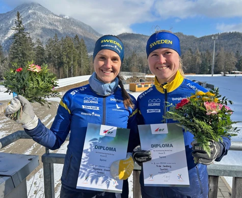 Magdalena Olsson och Frida Sandberg sken ikapp med solen efter andra och tredje plats på världscupsprinten i Ruhpolding.