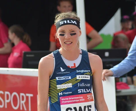 Tove Alexandersson i samband med VM i sprintstafett i Danmark.