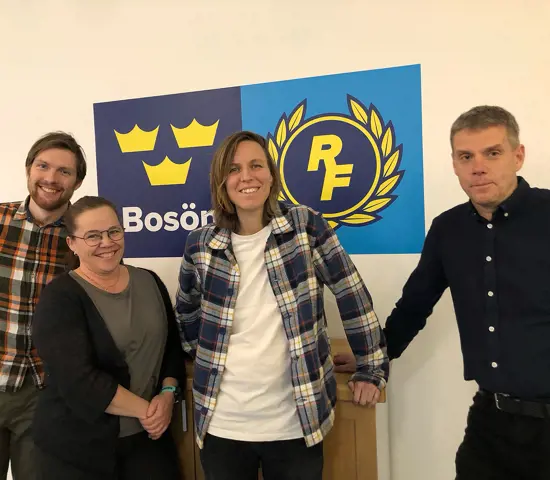 Daniel Hajek, Anna Hansson, Maria Magnusson och Olle Lindman i samband med utbildning på Bosön.